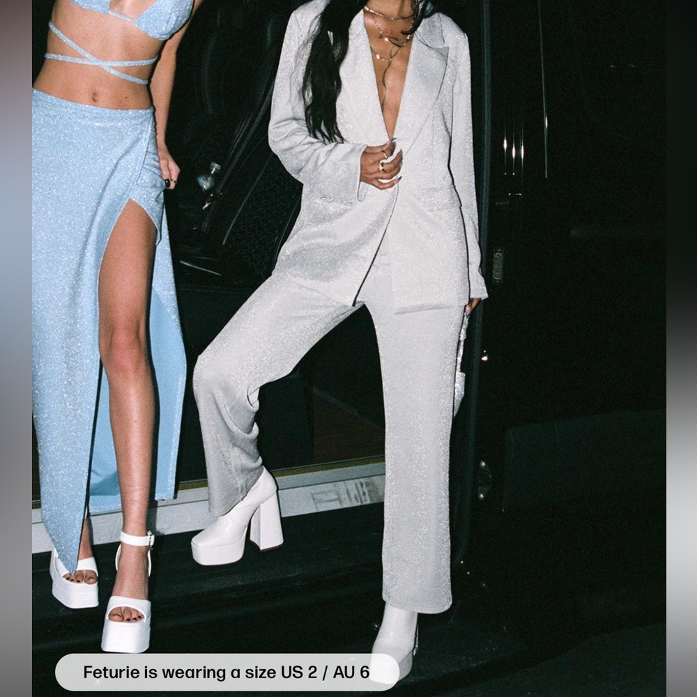 Princess Polly Silver Croft Pants